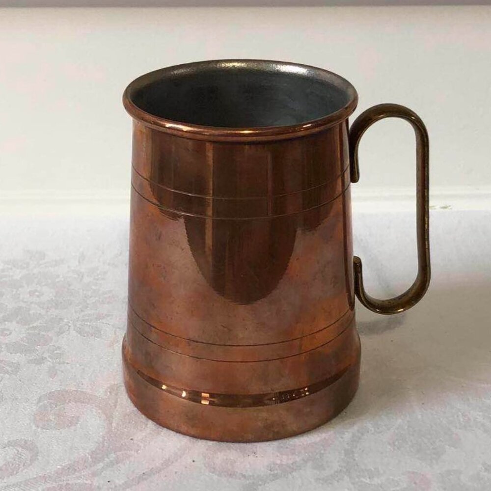 Copper tankard with brass handle - Picture 2 of 11